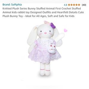 Softphia Knitted Plush Bunny Rabbit Stuffed Animal Crochet Stuffed Doll Animal